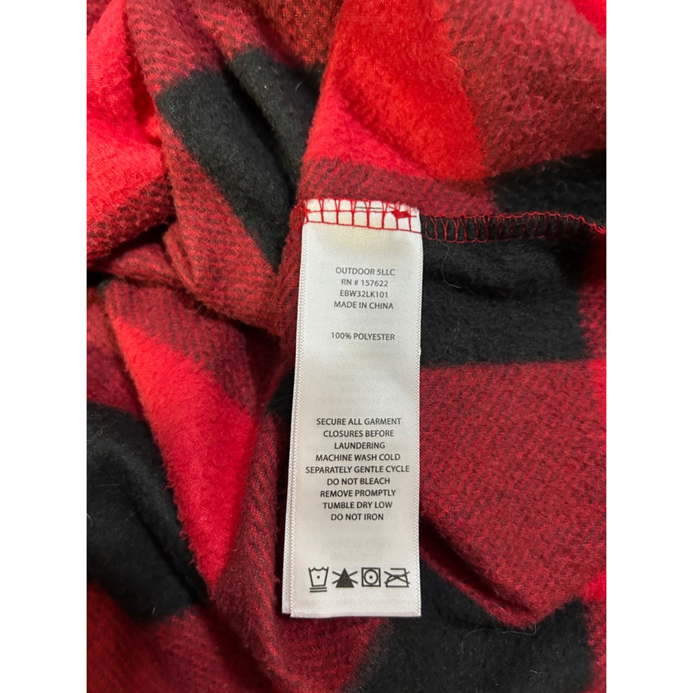 Eddie Bauer Red Black Plaid Fleece Quarter-Zip Sweatshirt S - Picture 5 of 5